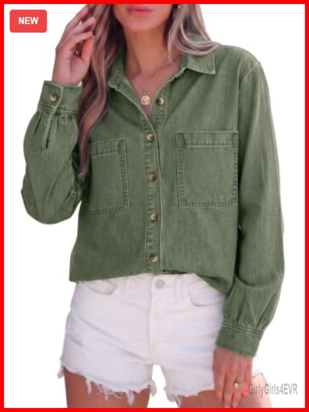 Sidefeel Womens Long Sleeve Button Down Denim Shirt